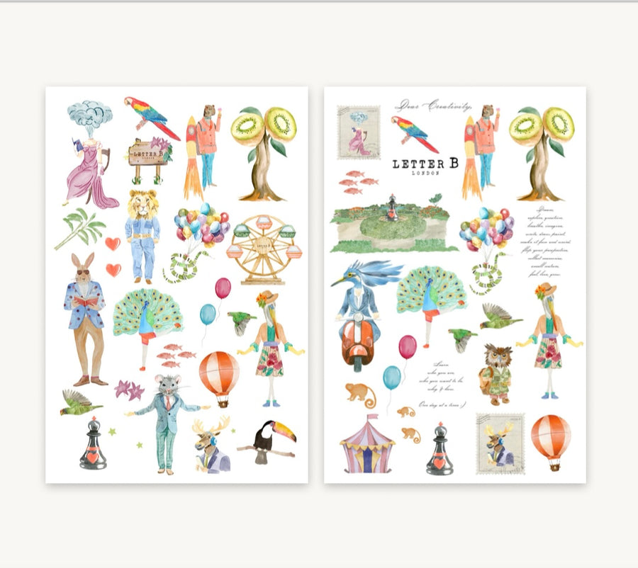 Letter B world stickers set
