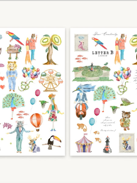 Letter B world stickers set